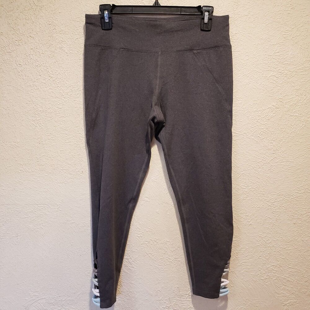 Betsey Johnson Performance Womens Leggings Size Large Gray Capri Ankle